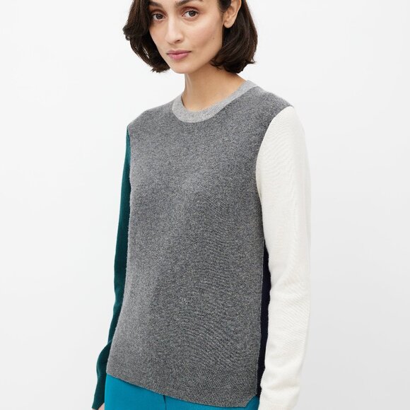 Celine Grey & Multicolour Wool Colourblock Sweater - Picture 2 of 7